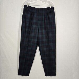 U.S.A. Vintage TALBOTS Academia Green & Navy Tartan Plaid Pants Women's Size 16W